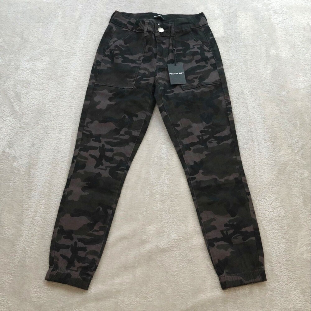 Prosperity Jeans Jogger Women's XS Stretch Denim Grey Gorpcore Military Camo